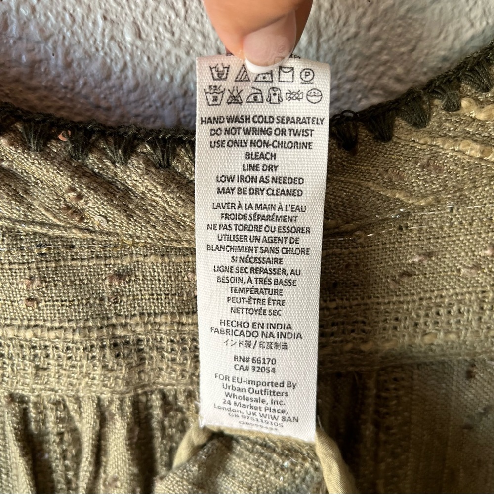 Free People Olive Green Boho Knit Blouse - Picture 6 of 12